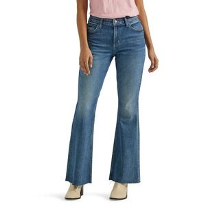 🆕 Lee Women's Heritage Mid Rise Fitted Flare Leg Raw Hem Jeans Size: 16 M